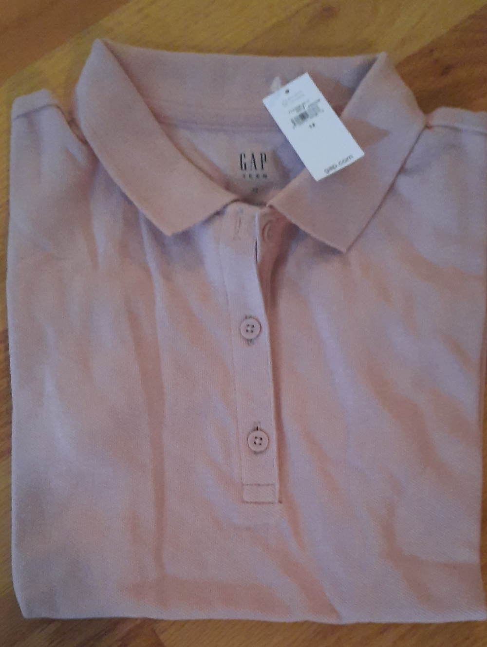 GAP New Teen 12 Pink Polo Shirt with Button Placket Nwt Girl Mauve